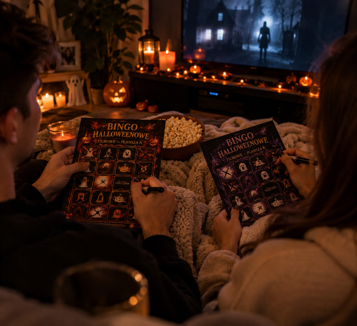 🎃 BINGO FILMOWE HALLOWEENOWE 👻 | Gra do Horrorów | Plansze A+B | Produkt Cyfrowy – EpicMaze