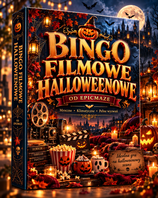 🎃 BINGO FILMOWE HALLOWEENOWE 👻 | Gra do Horrorów | Plansze A+B | Produkt Cyfrowy – EpicMaze