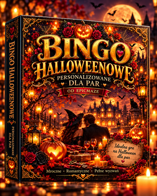 🎃 BINGO HALLOWEENOWE DLA PAR ❤️ | Personalizowana Gra🎁Produkt cyfrowy🗺️